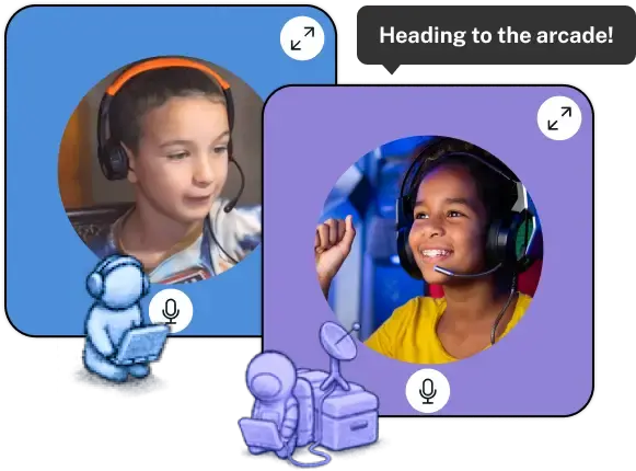Friends using headsets