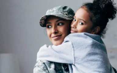 military with little girl