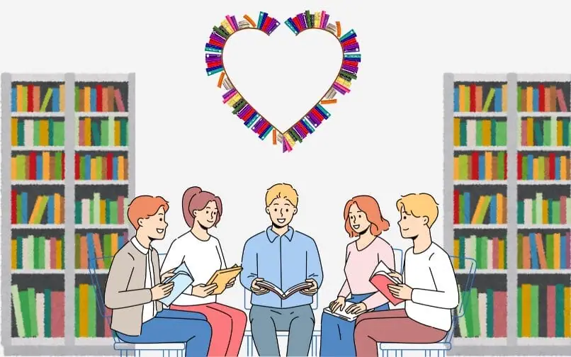 Students reading together graphic