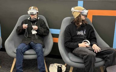 boys playing with videogame 3D