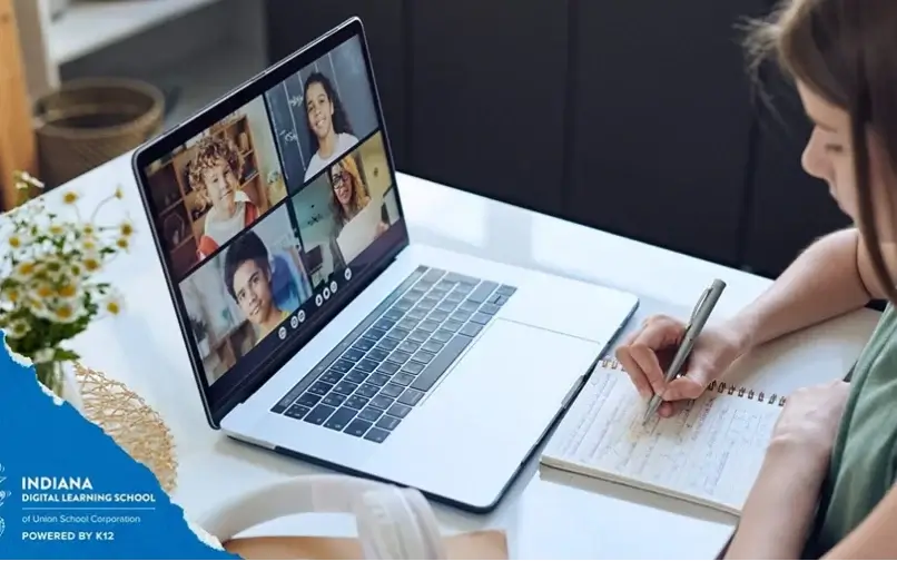 Student attending to an online class