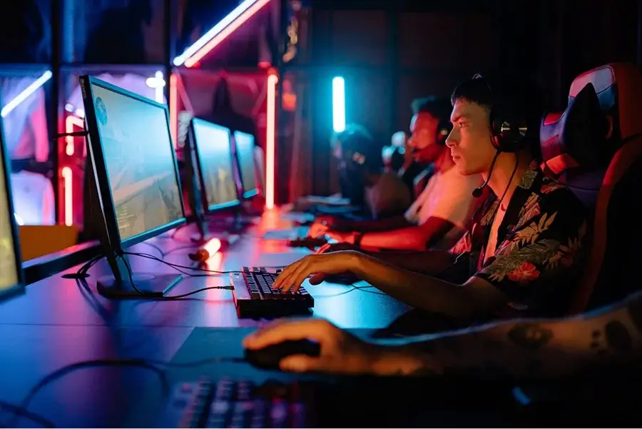 Students playing videogames