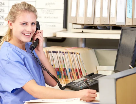 Student answering the phone