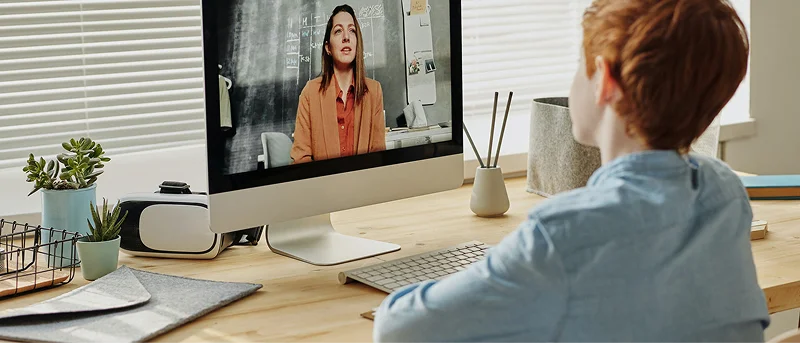 Student attending to an online class