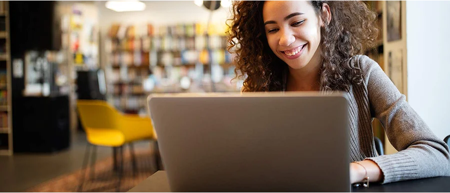 Student with her laptop