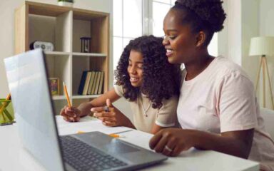 little girl with her mom