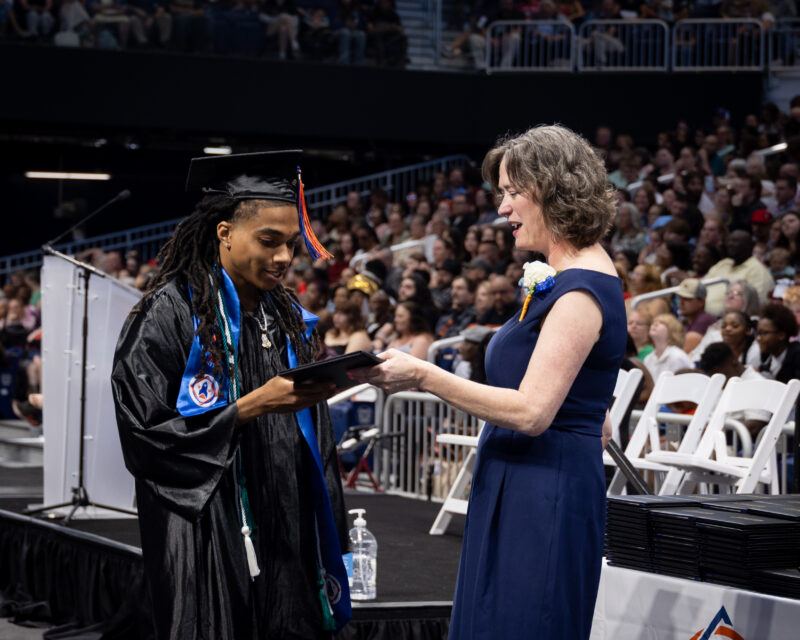 boy receiving the diploma
