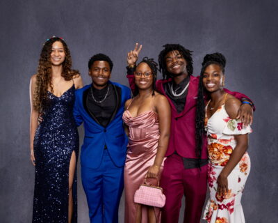 happy students at the prom